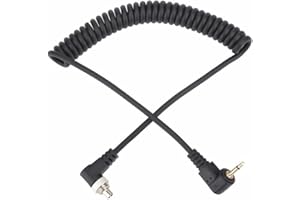 Yunxwd Flash sync Cable, Blitz Synchronisationskabel, 2,5 mm Blitz PC Synchronisationskabel mit Schraubverschluss, verlängertes Spiralkabel