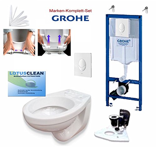 Grohe Spülkasten Vorwandelement Wc Set + Design WC, Drückerplatte weiss, Komplett