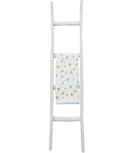 Portasciugamani A Scala HOLZBRINK Monolith 130x40 Cm – Bianco, In Acciaio Verniciato, Montaggio A Pressione Senza Fori, Per Bagno E Camera Da Letto