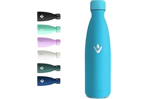 Motswedi Botella Termica Niños, 500ml, Botella Agua Acero Inoxidable Niños, Termo Sin BPA, Cantimplora Termica, con pared Doble Aislamient, Cantimplora para Gym, Adultos, Deporte, Azul Cielo