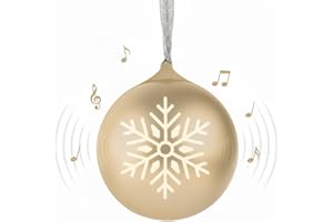 Bigben Boule de Noël Enceinte Bluetooth Lumineuse 8 cm, Haut-Parleur sans Fil pour Sapin avec Stéréo TWS, Décoration Musicale Rechargeable, Effets LED et Musiques Intégrées, Or - EPOK XMASBALLGOLD