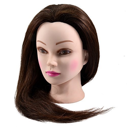 Neverland Professional 22" 80% Real Human Hair Hairdressing Equipment Styling Head Doll Mannequin Training Head Tools Braiding Cutting Student Practice Model with Clamp by Neverland