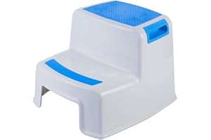 Sterun Sturdy Double Step Stool for Kids - Anti-Slip Toddler’s 2 Step Stool for Potty Training, Kitchen, and Bathroom (Blue)
