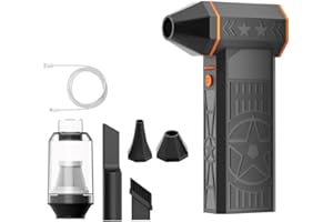 KOUAMOR SchneebläSer, 120w 150.000 U/min, Hochleistungs Thermo SchneefräSe, Stufenloses Getriebe Turbo Fan, SchneefräSe Auto, Druckluft-Staubwedel Mit 8000mah Akku FüR Auto Auftauen Trocknen Reinigen