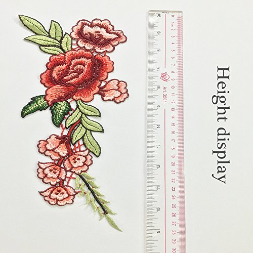 2 Stk Stickerei Rose Blume Stickerei Spitze Nähen Bügeln auf Patches Tasche Hut Jeans Kleid Applique Fertigkeit - 7
