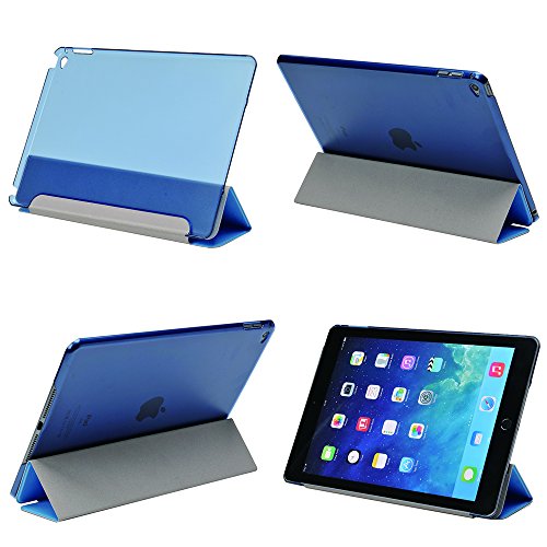 Apexel Seide Print Drei Falten Leder Schutzhülle mit transluzent Back Cover und Touch Pen für iPad Air 2 – Schwarz _ P Blau blau 24.2*17.2*1.3 - 6