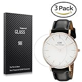 Youniker Schutzfolie aus gehärtetem Glas für Damen-Quarzuhr Daniel Wellington 0508DW, Härtegrad 9H, 0,3 mm dünn, kratzfest, blasenfrei, 3 Stück