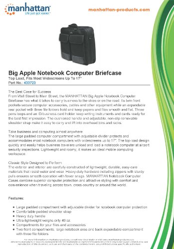 Manhattan Notebooktasche „Big Apple“ Top Load ( geeignet für die meisten Notebooks bis 17″ ) schwarz 433723 - 2
