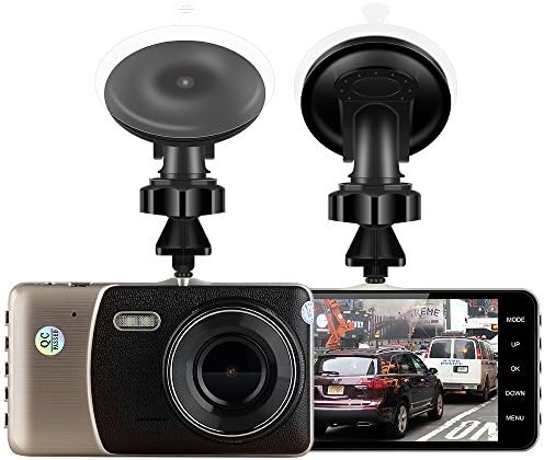 In Car Dash Cam D10 1080P FHD Car Video Recorder 170 Degree Wide Angle Dashboard Camera Black Box 4.0" Screen Night Vision DVR Rear Camera Motion Detection Parking Monitor and G-sensor