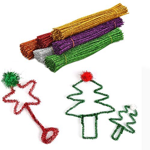 G2PLUS Glitzer Pfeifenreiniger 240 Stück Chenilledraht ,6 MM * 30 CM, Ideal für DIY Craft Projekte, Weihnachtszierde making – 12 Farben - 3