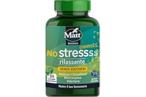Matt, No Stress Gummies, Pastiglie Gommose con Effetto Rilassante a Base di Melissa, Passiflora, Biancospino e Valeriana, Integratore Utile per Favorire il Rilassamento, 90 g