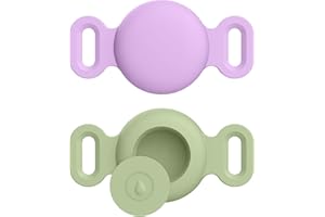 AMZPAS Airtag Dog Collar, Pet Silicone Protective Case for GPS Tracking Finder,Protective Cover Compatible with Apple Airtag, Safety and Anti-lost (Matcha green+Lavender,Small)