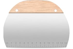Lamkrtlp Raschietti, Raschietto per Pasta in Acciaio Inossidabile con Manico in Legno e Scala di Misurazione, Raschietto Cucina per Pizza, Torta, Pasticceria, Pane (Semicircolari)