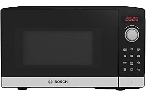 Bosch FEL023MS2 Serie 2 Mikrowelle, 26 x 44 cm, 800 W, Drehteller 27 cm, Quarzgrill, Timer, AutoPilot 8 mit 8 Automatikprogramme, Reinigungsunterstützung, LED-Touchdisplay, Edelstahl