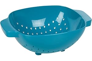 URBN-CHEF Plastic Colander Sieve Mesh Food Pasta Rice Veg Washing Strainer Kitchen Basket (Teal)