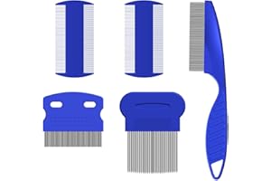 AEUEZXX Peines de Piojos, 5 Piezas Peine de Dientes de Acero Inoxidable, Peine de Dientes de Doble Cara, para Eliminación de la Caspa o Piojos