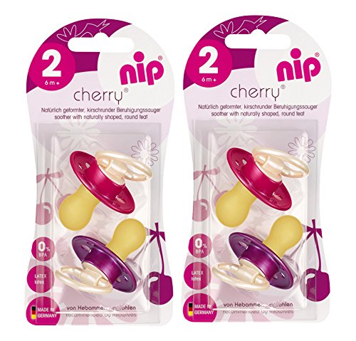 nip Rundsauger Cherry Doppelpack Girl, Latex, Größe 2 (ab 6 Monate)