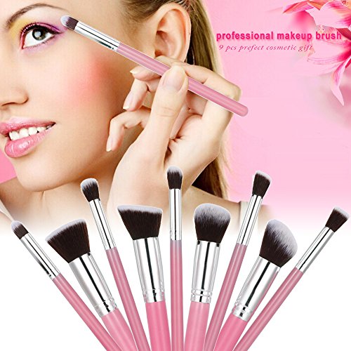 Abody 9St Make-up Pinsel Set Augenschminke Bürsten Professionelles Kosmetik Werkzeug Rosa - 5
