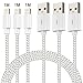 Price comparison product image MAXGADGET Lightning to USB Cable 1M 3 Pack Nylon Braided USB Charging Cables Charger Cables High Life Span Cable with Compact Connector Head for iPhone X/8/8 Plus/7/7 Plus/SE/6s/6 Plus/6, iPad Air 2, iPad Pro and More- White & Silver