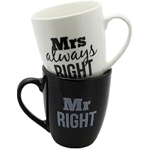 WeddingTree Set di 2 Tazze MR Right Mrs Always Right - Regalo di Nozze