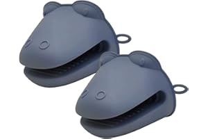 CAM2 Set di 2 presine in silicone per pentole e fornelli da cucina, resistenti al calore, motivo rana (blu)