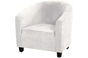 Mingfuxin Pokrowiec na fotel klubowe, pokrowce na fotele z tkaniny Velvet o wysokiej rozciągliwości, pokrowiec na fotel, sofę, pokrowiec na meble, ochrona mebli, miękkie pokrowce na kanapę (biały, tkanina Velvet)