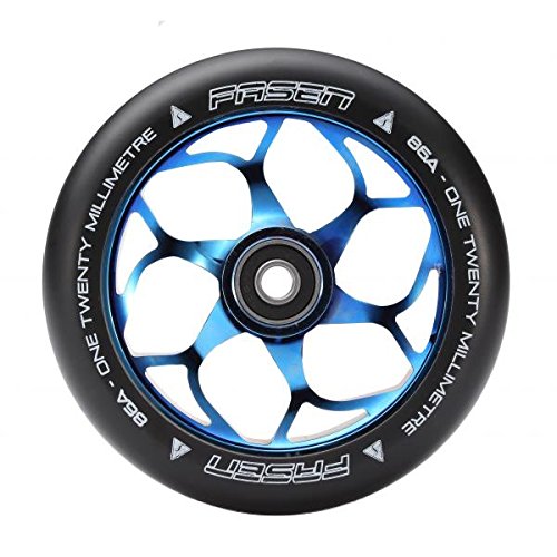 Fasen 120 mm Stunt Scooter Wheel + ABEC 9 Bearings, Blau-Neochrome