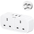 LENCENT UK to US USA Plug Adaptor with 1 Type C and 2 USB Ports, 2 Way Grounded America Travel Adapter for the United States, Mexico, Canada, Thailand, the Philippines and More (Type B)