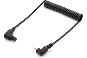 vhbw Câble Flash Photo Compatible avec Canon EOS 5D Mark II, 5D Mark III, 6D, 7D, 7D Mark II DSLR - 90cm, en spiralé