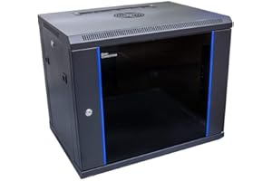 ‎GOOD CONNECTIONS Good Connections 19" Netzwerk Wandgehäuse / Wandschrank, 9HE, tiefschwarz (RAL9005), 600 x 450mm, fertig montiert, abschließbare Sicherheitsglastür und Seitenteile