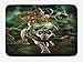 Produktbild ARTOPB Fantasy World Bath Mat, Graphics of Fantasy Scene with Girl and Saber-Tooth Tiger Magical Plants Galaxy, Plush Bathroom Decor Mat with Non Slip Backing, 23.6 W X 15.7 W Inches, Green