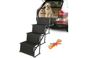 KEDIA Rampe pour Chiens Grands et Petits Chiens - Chargable jusqu'à 80 kg - Utilisable pour Tous Les véhicules - Escalier pour Chien Pliable (Noir, 139x45x76cm)