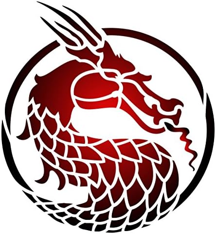 Dragon Head Stencil - 15 x 16.5cm (M) - Reusable Asian Oriental Chinese Japanese Wall Stencil Template