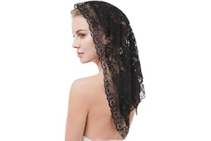 PPMTER Chapelle Voile Catholique Mantilla Dentelle Brodée Tête Écharge Église Veil Veil Veil Black Black Espagnol Head Couvre Pour Femmes