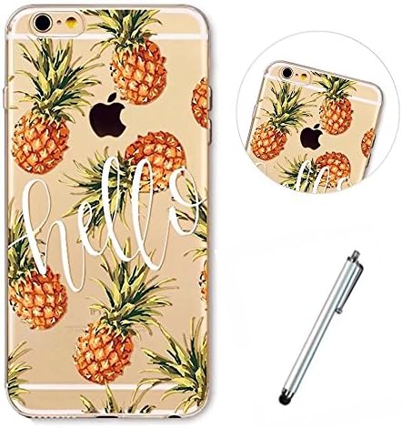 Lanpangzi Phone Case for iphone 7 Cover Ultra Thin Shell TPU Clear Anti-shock Case - Hello Pineapples + Metal Touch Pen