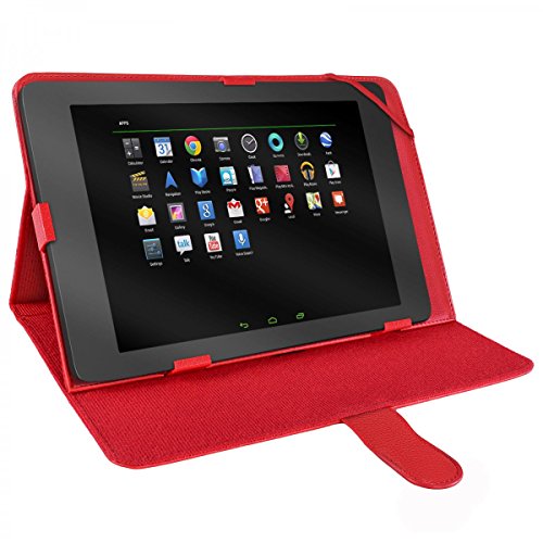 eFabrik Universal Tablet Tasche für 10 – 10.1 Zoll Tablet Hülle Schutztasche Schutzhülle Cover Case mit Aufstellfunktion Leder-Optik rot - 2