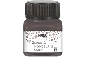 Kreul 16644 - Glass & Porcelain Chalky Volcanic Gray, 20 ml verre, doux - Peinture mate pour verre et porcelaine à base d'eau, séchage rapide, opaque