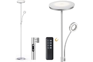 Modlicht 35W Lampadaire LED Dimmable Nickel, 4200lm Lampadaires sur pied Salon avec Télécommande & Contrôle tactile, 3000-6000K Moderne Lampadaire avec 1H Timer, Luminaire sur Pied pour Chambre Bureau
