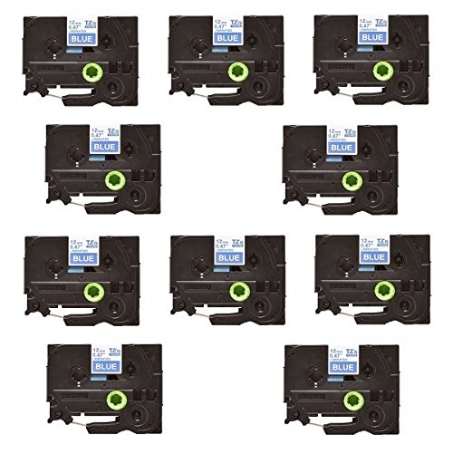 10 x Compatible TZ-535/TZe-535 White on Blue Label Tapes (12mm x 8m) for Brother P-Touch Label Printers - Cintas para impresoras de etiquetas