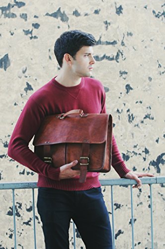 Businesstasche Aktentasche BERLINER BAGS Amsterdam Arbeitstasche Bürotasche Umhängetasche Qualität 17,5 Laptoptasche Ledertasche Vintage Uni Collegetasche Ordner Braun Herren Damen Groß XL - 3