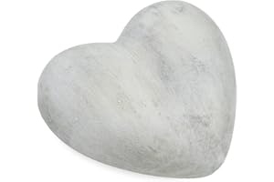 MATCHES21 HOME & HOBBY matches21 - Belle décoration funéraire en forme de cœur gris résistant aux intempéries - Jolie figurine de deuil en pierre artificielle - Décoration de cœur pour tombe - 8 x 7,2 x 4,3 cm