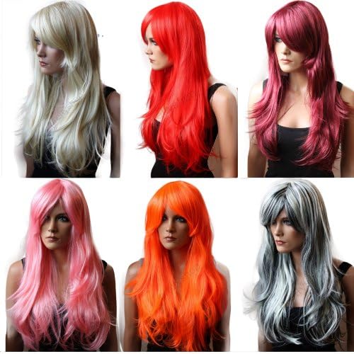 PRETTYSHOP Fashion Lady Wig Long Hair Straight End Curled Wavy Carnival Party Cosplay Colorful -Eye-Catcher Diverse Colors
