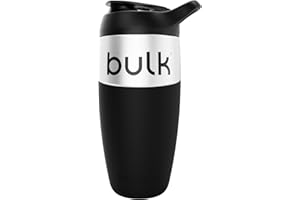 ‎BULK Bulk x Promixx Edelstahl Shaker Flasche - Schwarz - 700ml - Robustes und Auslaufsicheres Design - Snap-Fit Mixer für Sanftes Mischen - Rutschfester Silikon-Griff - Langlebig