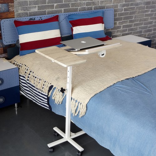 Einstellbare Laptop Tisch Sofa Nachttisch Coavas Overbed Tabelle 5 Einstellbare H?he Platz sparen bewegliches robustes Notebook Computer Stand Schreibtisch (Buche) - 2