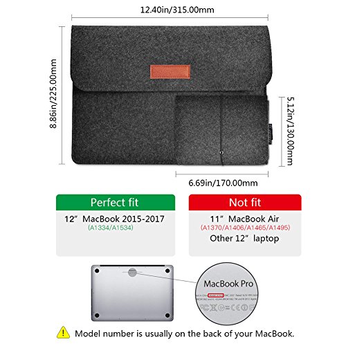 dodocool 12 Zoll Macbook Retina Laptop-Tasche  Filz Sleeve H  lle Laptop Sleeve Case f  r Samsung Galaxy TabPro S   9 7 Zoll iPad Pro  dunkel grau 