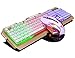 Price comparison product image Gaming Keyboard & Mouse Combo Wired Rainbow LED Backlit,Metal Plate 100% Anti-ghosting for Computer PC & Mac Gamers (White)