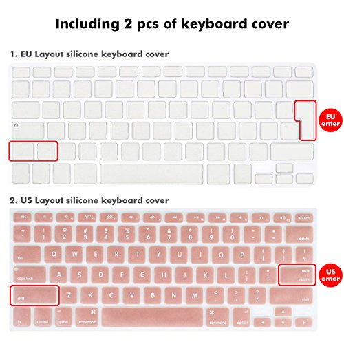 MacBook Pro 13 Retina Hülle Case,iNeseon Ultra Slim Plastik Hartschale Tasche Cover Shell, US Version Rose Gold und EU Version Transparent Tastatur Abdeckung Schutzhülle für Apple MacBook Pro 13.3 Zoll mit Retina Display Modell:A1502 und A1425 (Roségold) - 4