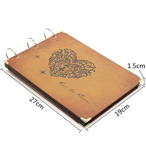 Mohoo Fotoalbum DIY Retro Fotoalben Lederprägung handgemacht Mit 30 Karten 10 Zoll Geschenk für Kindertag - 3