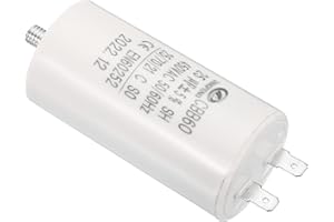 PATIKIL CBB60 25uF Running Capacitor, 1Pcs AC 450V 2 Pins 50/60Hz Cylinder Bottom with M8 Screw for Washing machine, Water Pump Motor Star,1.64 x 3.12inch