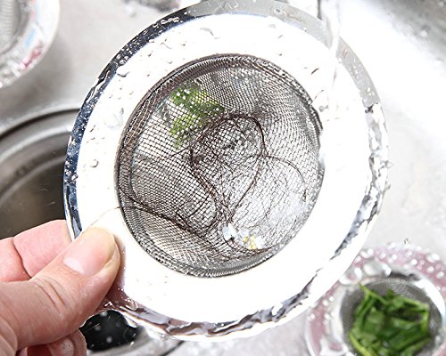 2 Stück Edelstahl Abflußsieb Set,Edelstahlsieb Kanalfilter Waschbecken Filter Gemüse Becken Filter Slipping durch die netto-Senke Bad Bodenablauf Ideal für Bad und Küche (S/40mm) - 5